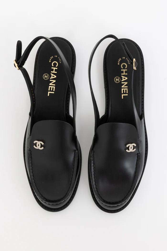 Crystal CC Logo Slingback loafers
