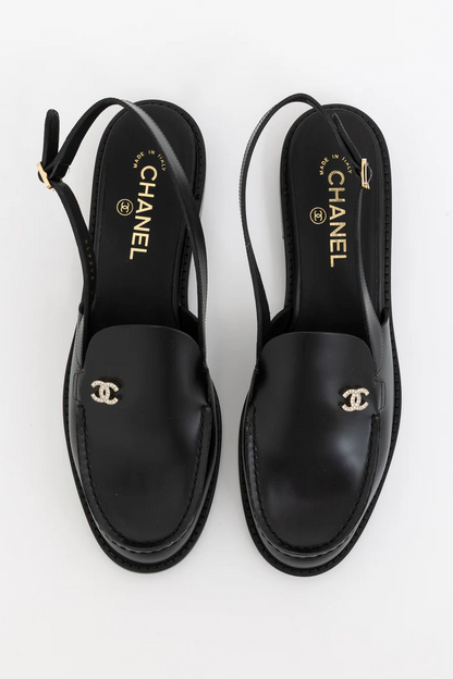 Crystal CC Logo Slingback loafers